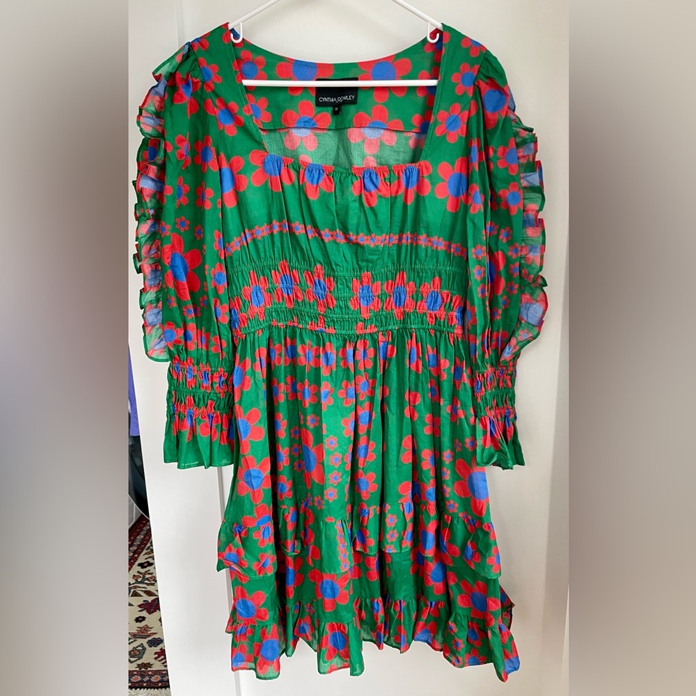 Cynthia Rowley Spencer Smocked Mini Ruffle Dress - Size M - Picture 3 of 7